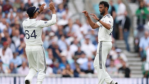 Prasidh Krishna celebrates wicket