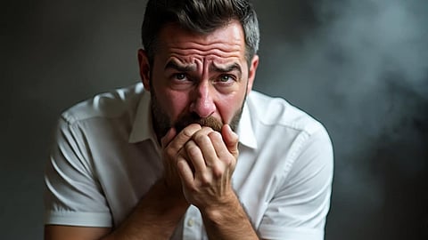 image of man coughing