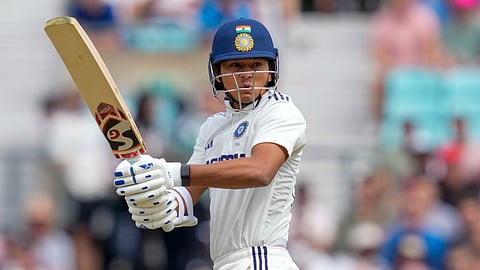 Yashasvi Jaiswal plays a shot during the third day of the fifth Test