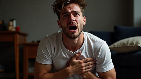 Man having chest pain