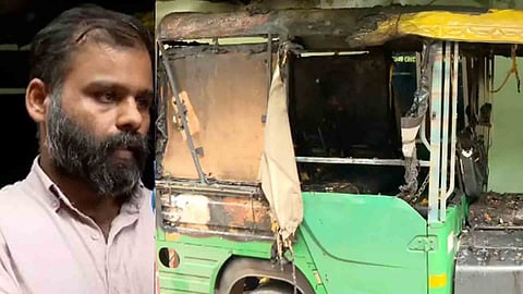 autorickshaw set on fire palakkad two arrested