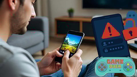 a person focusing on online mobile game