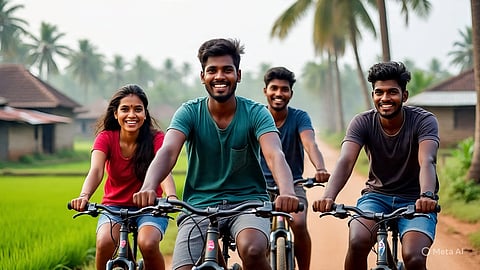 youngsters riding cycle
