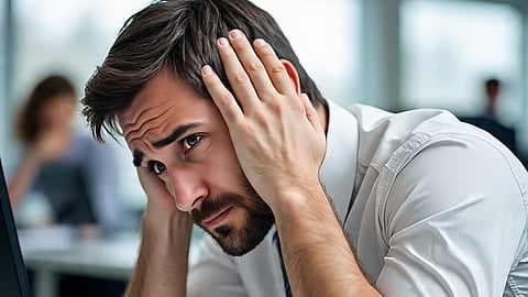 man mental stress at work
