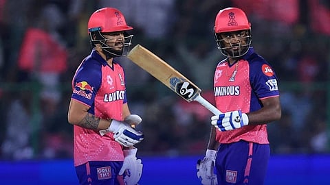 Riyan Parag and Sanju Samson during the IPL battle
