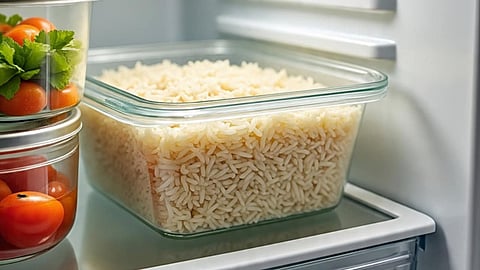 cooked rice stored in fridge