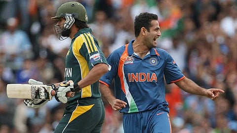 Afridi and Irfan Pathan during the India-Pakistan clash