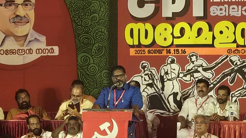 Chittayam Gopakumar speaking at the CPI Pathanamthitta district conference