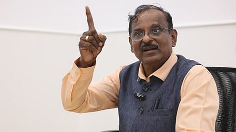 ISRO Chairman V Narayanan interacting with TNIE team