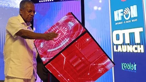 Chief minister Pinarayi Vijayan launching KFON OTT platform at Thiruvananthapuram