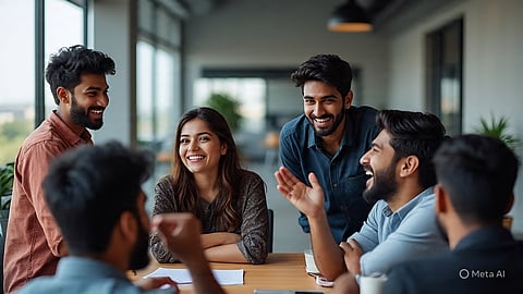 Youngsters enjoying in an office