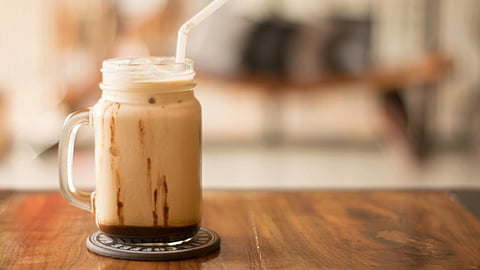 Banana coffee in jar