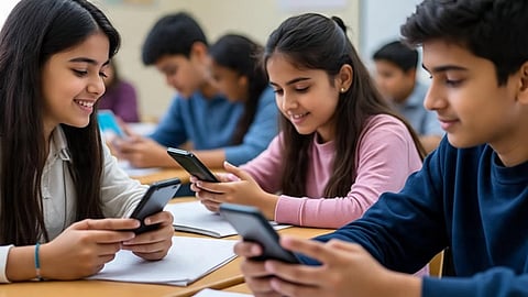 Students using mobile phones