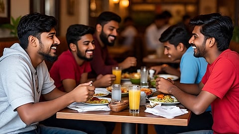Students enjoying meals