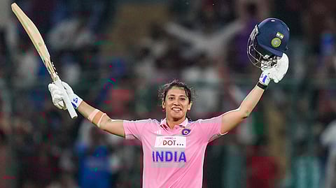 India's Smriti Mandhana celebrates her century