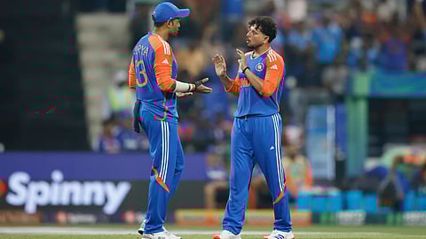 Suryakumar Yadav and Kuldeep Yadav during the match against Oman