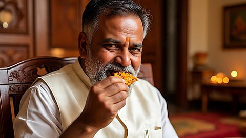man eating food with hands