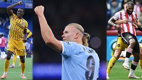 Danny Welbeck, Erling Haaland, Igor Thiago in english premier league match