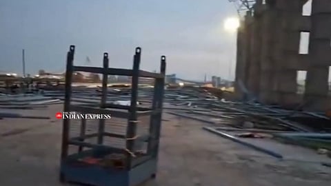 Building debris that collapsed in the accident