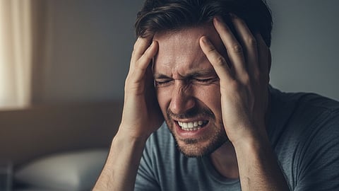 Man having severe headaches