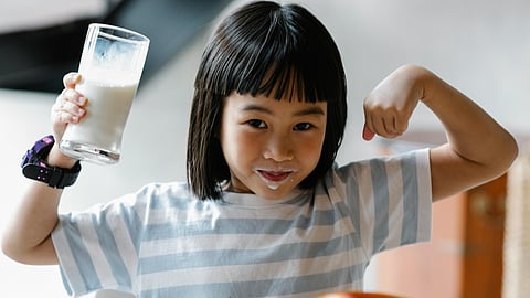 Girl drinking milk