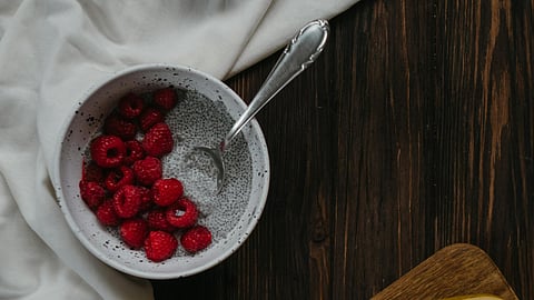 Chia seeds in yogurt