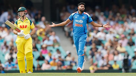 Mohammed Siraj celebrates his wicket