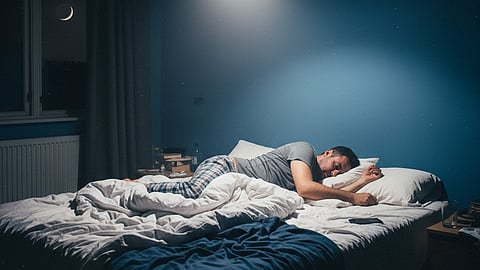 man sleeping in the bed