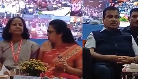 women postal officers elbowing clash nitin gadkari event