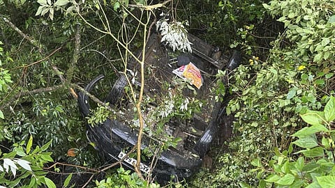 Car overturned into a creek in Munnar
