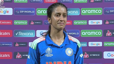 Jemimah Rodrigues reacts after India's thrashing of Australia