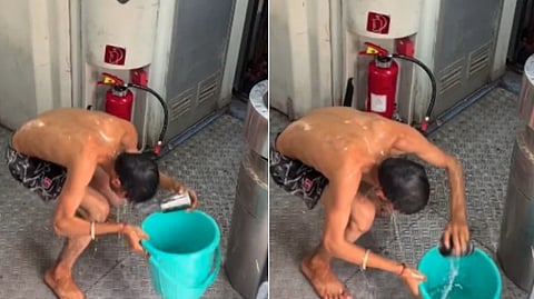 Passenger Caught Taking Bath In Moving Train For Reel