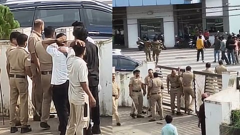 A road was blocked during a wedding reception