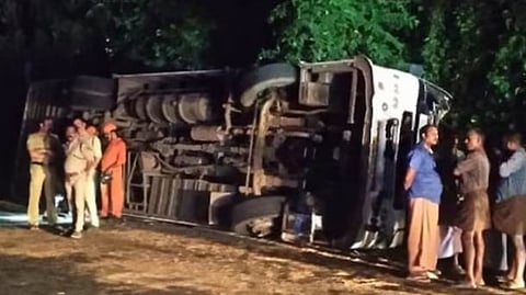Bus carrying students on school excursion overturns at kottayam