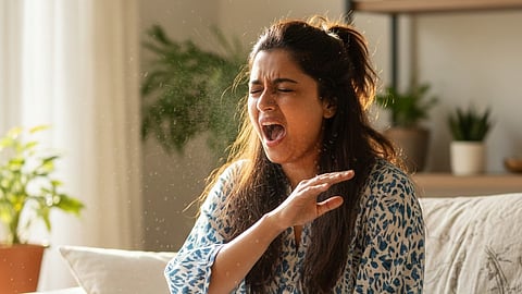 Woman Sneezing, winter season