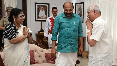 Governor Rajendra Arlekar, Minister P Rajeev, R Bindu