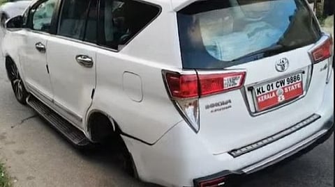 Minister Saji Cherian's vehicle met with an accident.