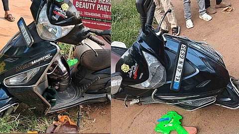 scooter hit a tipper woman and child died in Ottapalam
