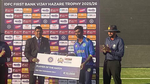 Kerala starts Vijay Hazare Trophy with a win; defeats Tripura by 145 runs