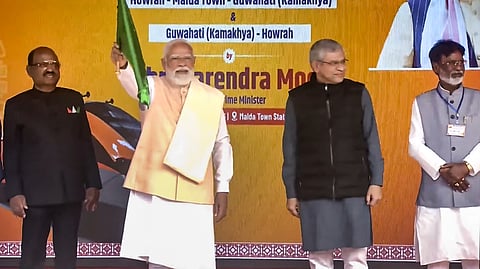 Prime Minister Narendra Modi on Saturday gave a green signal to India's first Vande Bharat sleeper train