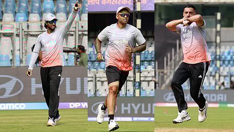 Tilak Verma, Suryakumar Yadav, Varun Chakravarthy in training