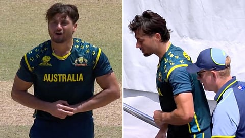 Marcus Stoinis leaves the field injured