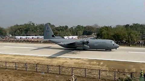 PM Modi Makes Historic Landing Aboard C-130J Aircraft On Assam Highway