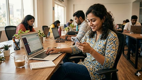 Scrolling mobile during working