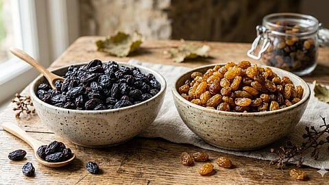 Raisins vs Black dry grapes