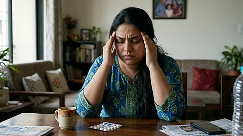 Obese woman headche, obesity