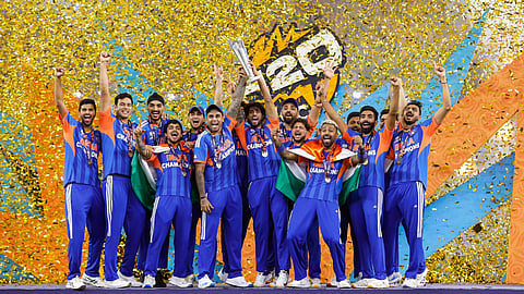 Team India with T20 World Cup trophy