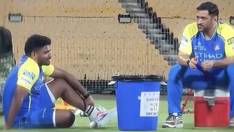 Sanju Samson MS Dhoni caht csk camp