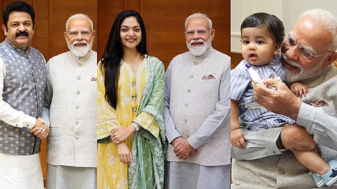 Krishna Kumar and family With Narendra Modi