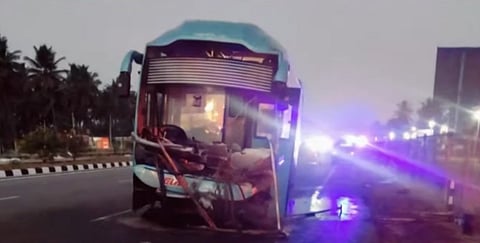 Four people died in a private bus accident in Mysuru